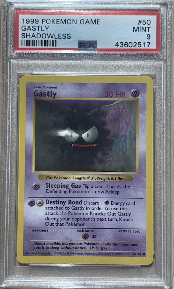 Gastly (PSA 9) - 50/102 (Base Set 1st Edition & Shadowless)