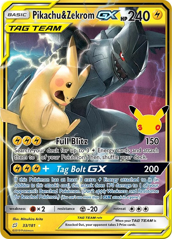 Pikachu & Zekrom GX - 33/181 (30th Celebration: Classic Collection)