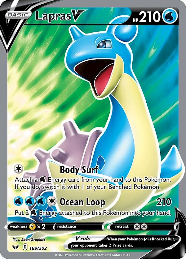 Lapras V (Full Art) - 189/202 (Sword & Shield Base Set)