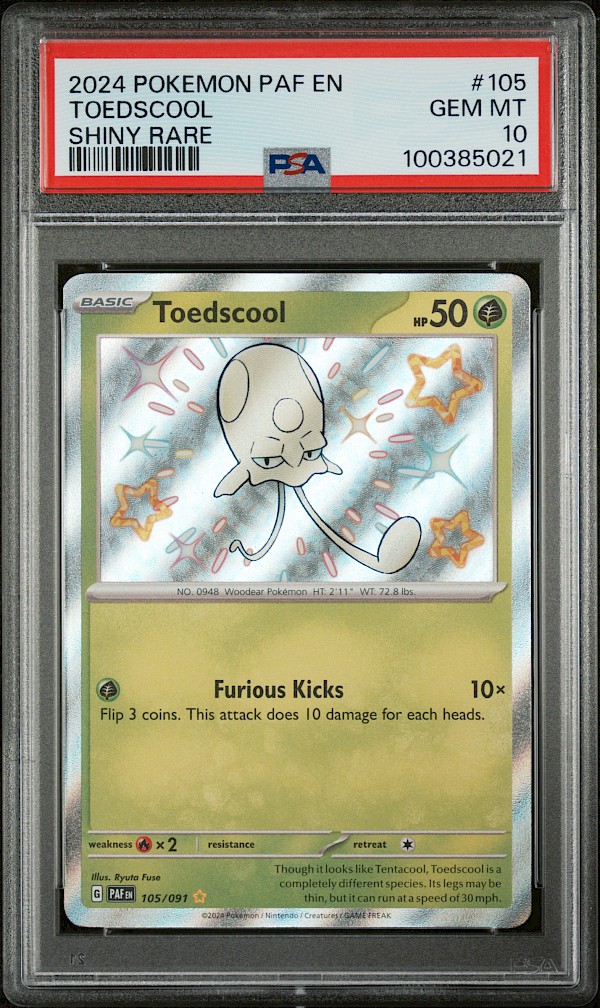 Toedscool Shiny Rare (PSA 10) - 105/081 (Paldean Fates)